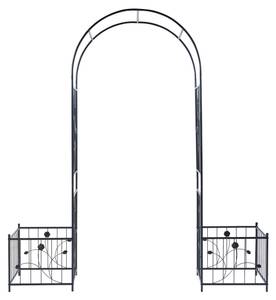 Arche à rosiers jardinières Barisciano Noir - Métal - 202 x 220 x 50 cm