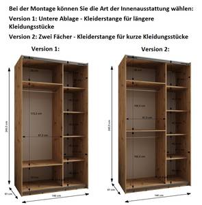 SCHWEBETÜRENSCHRANK LUX Schwarz - Eiche Dekor - Weiß - Breite: 140 cm