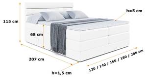 Boxspringbett CELESTIA KING Hochglanz Weiß - Breite: 200 cm