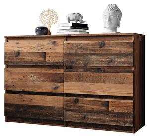 Kommode mit 6 Schubladen 120 cm Old Wood Braun - Holzwerkstoff - 120 x 76 x 35 cm