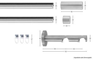 Gardinenstange Easy 2 lfg. Hochglanz Hellgrau - Breite: 220 cm