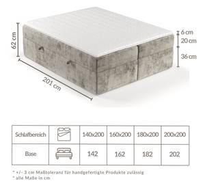 Boxspringbett Yoko Grau - Breite: 180 cm - H3