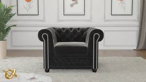 Polstergarnitur Karl 3+2+1, Chesterfield Schwarz