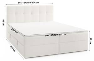 Boxspringbett Cognet Royal Cremeweiß - Breite: 144 cm