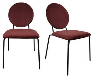 2 chaises rouge médaillon velours Rouge - Textile - 46 x 86 x 46 cm
