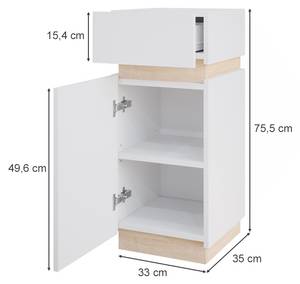 Midischrank Gloria Weiß - Holzwerkstoff - 33 x 75 x 35 cm