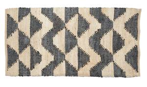Tapis avec motif zigzag 70 x 140 cm Beige - Noir - Fibres naturelles - Textile - 70 x 1 x 140 cm