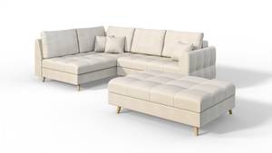 Skandinavisches Ecksofa Amber mit Hocker Ecru - Ecke davorstehend links