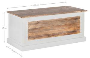 Sitzbank 100x50x45cm Natur/Weiß Massivholz - 50 x 45 x 100 cm