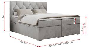 Boxspringbett ALDA Breite: 200 cm - H4 - Textil