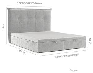 Polsterbett Liano mit Stauraum Cremeweiß - Breite: 166 cm