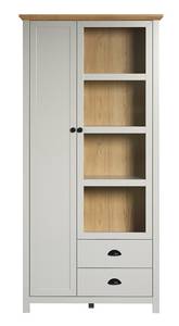 Vitrine Landside Gris - En partie en bois massif - 97 x 201 x 41 cm