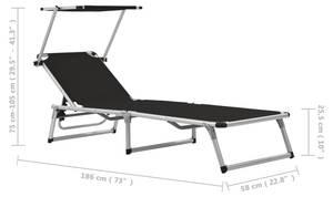 Chaise longue 296458 Noir - Métal - 58 x 26 x 186 cm