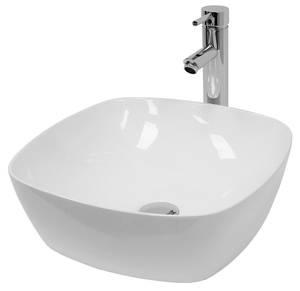 Vasque ronde Ø 405x140 mm blanc Blanc - Céramique - Métal - 41 x 14 x 41 cm