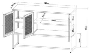 Sideboard Sund Grau - Metall - 120 x 80 x 40 cm