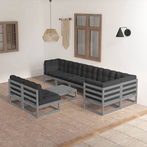 Gartenmöbel-Set (9-teilig) 3009796-2 Grau - Massivholz - Holzart/Dekor - 70 x 30 x 70 cm