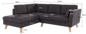 Ecksofa Honey Graphit - Ecke davorstehend links