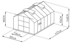 Selbsttragendes Gewächshaus KALIDA Grün - Kunststoff - 427 x 249 x 305 cm