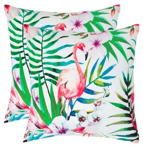 Gartenkissen Flamingo 2er Set Grün - Textil - 45 x 7 x 45 cm