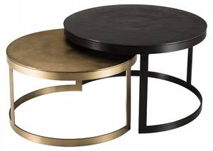2 tables rondes gigognes aluminium Noir - Métal - 75 x 46 x 75 cm
