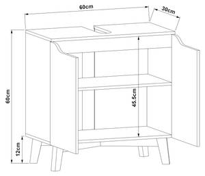 Meuble sous lavabo Overath Gris - Bois manufacturé - 60 x 60 x 30 cm