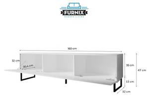 FURNIX meuble tv ZIBO + pieds en métal Blanc