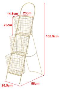 Étagère à 3 Paniers Hensies Doré - Métal - 27 x 107 x 55 cm