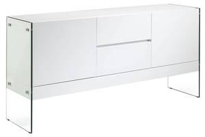 Weißes Sideboard mit Glasseiten Weiß - Holzwerkstoff - Glas - Holz teilmassiv - 180 x 85 x 45 cm