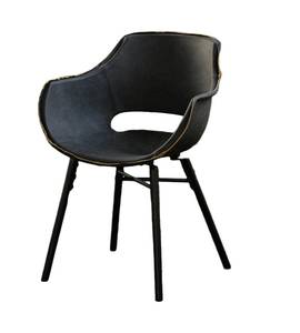 Chaise ZAJA, exclusive,en cuir véritable Noir