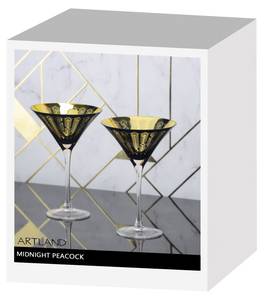Midnight Peacock Cocktailgläser 2er Set Schwarz - Glas - 13 x 20 x 13 cm
