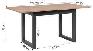 Esstisch 2737 Braun - Grau - Holzwerkstoff - Kunststoff - 120 x 75 x 80 cm