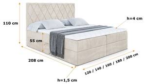 Boxspringbett LEPARO Ecru - Breite: 200 cm - H4