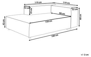 Chaiselongue APRICA Schwarz - Grau - Hellgrau - Armlehne davorstehend links - Ecke davorstehend rechts