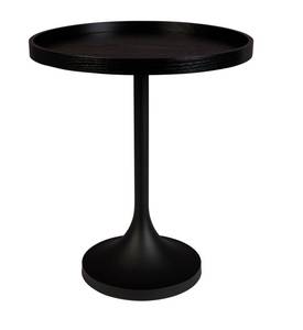 Table d'appoint ronde noir Noir - En partie en bois massif - 46 x 56 x 46 cm