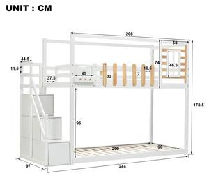 Etagenbett ZHANG AGF20 Weiß - Holzwerkstoff - Massivholz - 97 x 179 x 244 cm