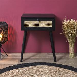 Nachttisch mit Schublade Rattan Schwarz - Holzwerkstoff - 30 x 50 x 40 cm