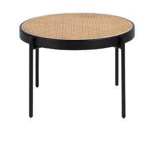 Runder Couchtisch aus Rattan und Schwarz Schwarz - Holzwerkstoff - Rattan - 66 x 40 x 66 cm