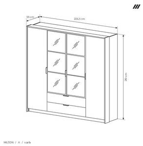 Kleiderschrank MILTON WR224 4D2D1 Braun - Holzwerkstoff - Kunststoff - 224 x 210 x 59 cm