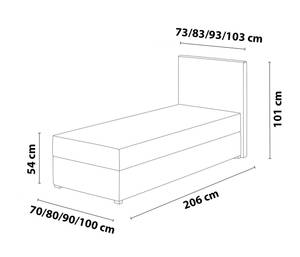 Boxspringbett Einzelbett Martines Mini Grau - Breite: 90 cm