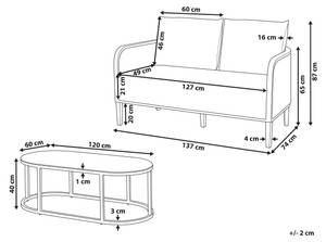 Gartensofa MONTEFALCO Schwarz - Weiß - Metall - 137 x 87 x 74 cm