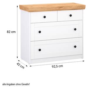 Kommode mit Holzplatte 2228 Weiß - Holzwerkstoff - 92 x 82 x 41 cm