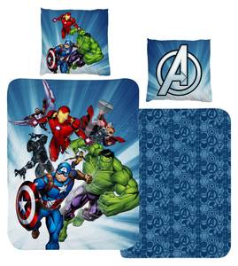 Bettwäsche Avengers Marvel 2-tlg. Blau - Grün - Rot - Textil - 135 x 200 x 1 cm