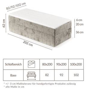 Boxspringbett Arden Gold - Breite: 90 cm - H2