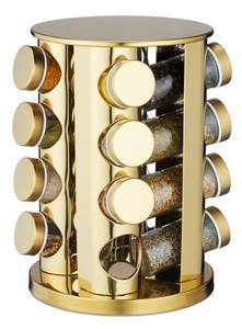 Goldenes Gewürzkarussell mit 16 Gläsern Gold - Weiß - Glas - Metall - Kunststoff - 20 x 28 x 20 cm
