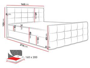 Boxspringbett Kleo Hellrosa - Breite: 165 cm