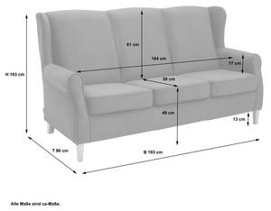 Lorris Sofa 3-Sitzer Pink - Kunststoff - Textil - Holz teilmassiv - 193 x 103 x 86 cm