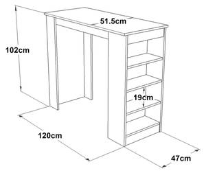 Table haute Vesanto Imitation chêne - Imitation chêne blanc