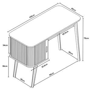 Bureau Tysvær Beige - Bleu - Bambou - 105 x 75 x 48 cm