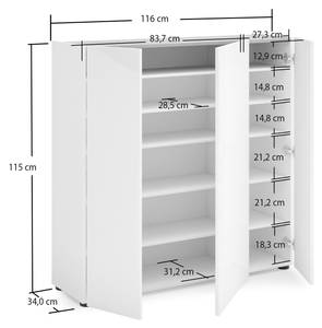 Schuhschrank Dgarritan Weiß - Holzwerkstoff - 116 x 115 x 35 cm