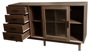 Sideboard Retrostil Ⅱ Braun - Holzwerkstoff - Holz teilmassiv - 40 x 76 x 140 cm